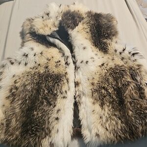 Faux Fur Vest - Brown and Cream